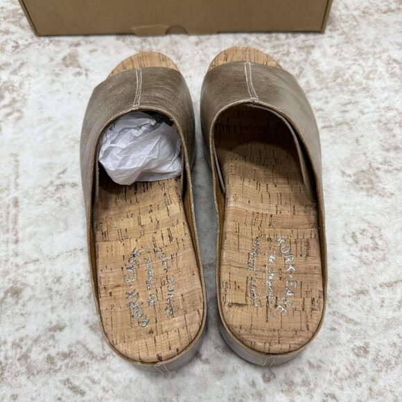 Kork-Ease Yazmin Sandals Womens Size 9 Light Gold Leather Wedge Slides Platform - Picture 10 of 12